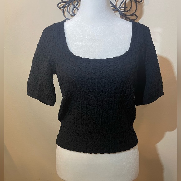 Anthropologie Lea & Viola Puff Sleeve Top, Black - Picture 4 of 6